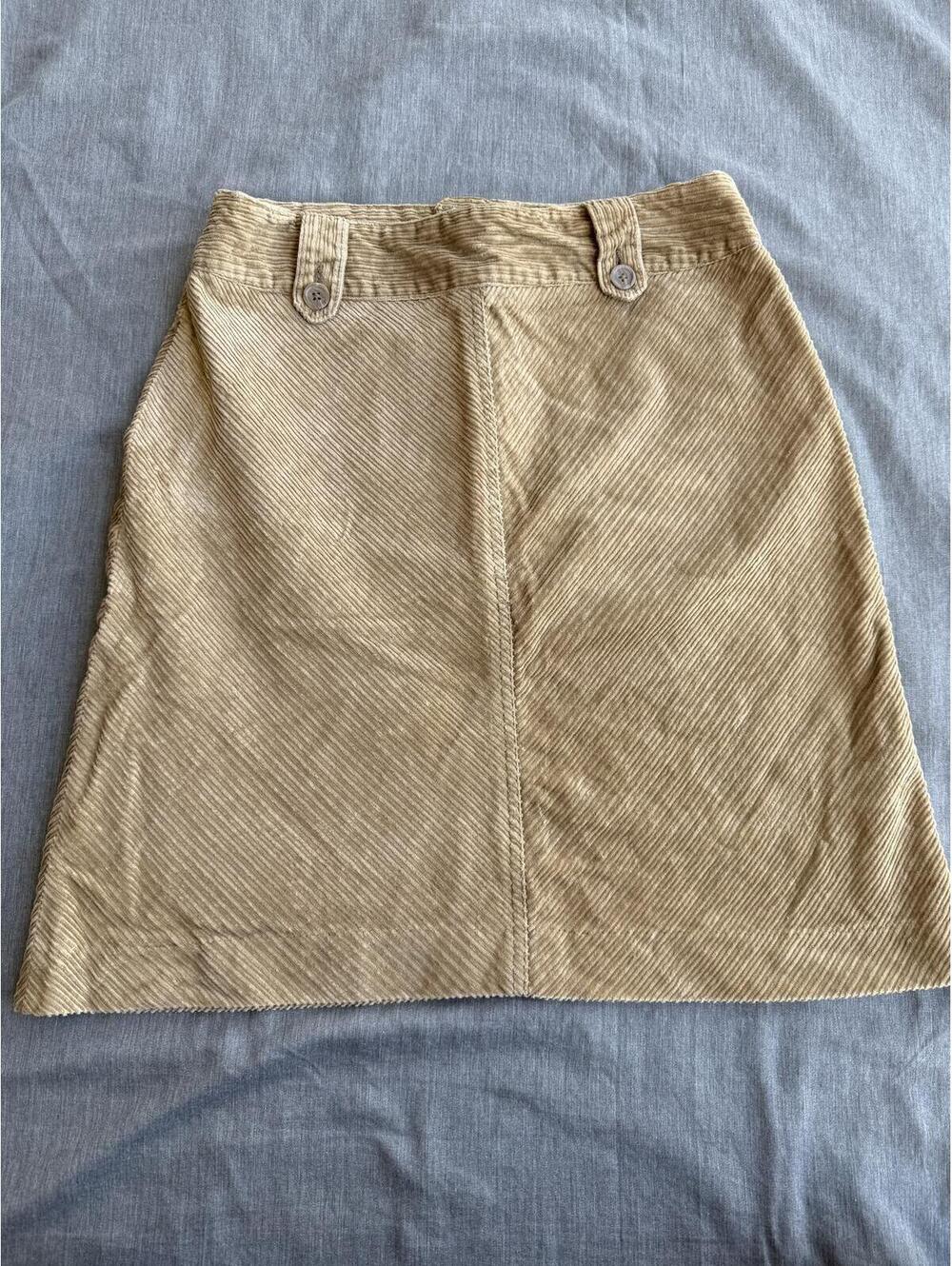 H&M Womens Size 10 Corduroy Mini Skirt Brown Tan Cotton Zipper Belted